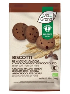 Biscotti di grano italiano con cacao e gocce di cioccolato 300 gr Probios.webp